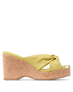 Кожаные мюли на танкетке Avenue 95 мм, желтый Jimmy choo