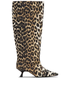 Сапоги с леопардовым принтом, коричневый Ganni
