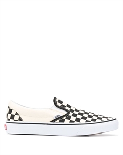 Слипоны в клетку, белый Vans