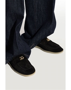 Мокасины с логотипом, черный Dolce&gabbana