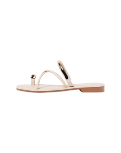 Шлепанцы FLAT WITH METAL DETAIL, белый Stradivarius