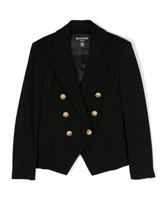 Kids двубортный блейзер, черный Balmain