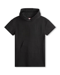 Платье мини с капюшоном и логотипом, черный Hugo kids