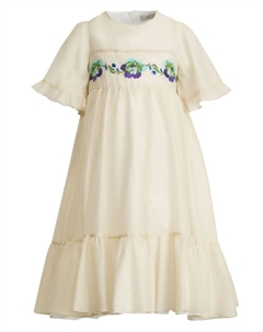 Платье с цветочной вышивкой, бежевый Etro kids