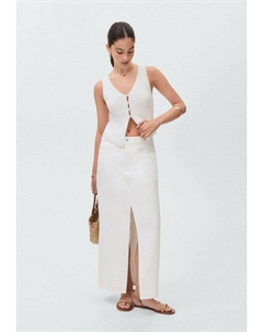 Юбка из денима Gonna lunga, слоновая кость Mango kids