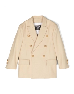 Kids двубортный блейзер, нейтральный цвет Balmain