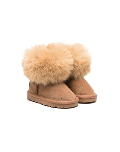 Фактурные ботинки без застежки, коричневый Monnalisa