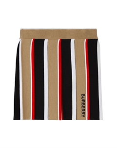 Kids полосатая юбка с вышитым логотипом, нейтральный цвет Burberry