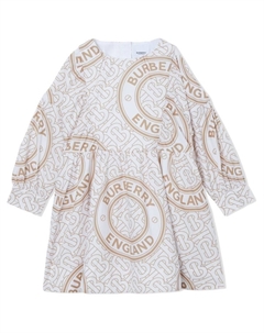 Kids платье с принтом Montage, нейтральный цвет Burberry