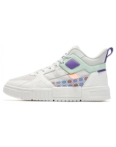 Кеды, скейтборд обувь женская средняя высота белый/фиолетовый Qiaodan