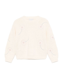 Свитер с цветочной вышивкой, нейтральный цвет Stella mccartney kids