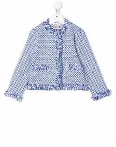 Твидовый жакет с бахромой, синий Il gufo