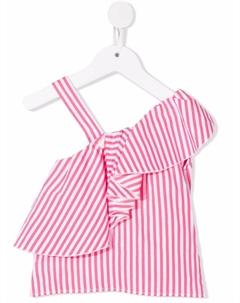 Полосатый топ асимметричного кроя, белый Monnalisa