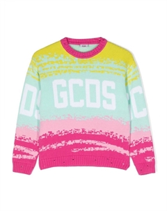 Джемпер в стиле колор-блок с логотипом, розовый Gcds kids