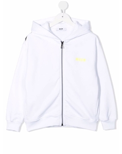 Худи на молнии с логотипом, белый Msgm kids