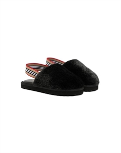 Слиперы с отделкой Icon Stripe Kids, черный Burberry
