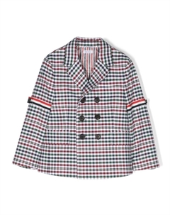 Kids двубортный блейзер в клетку гингем, зеленый Thom browne