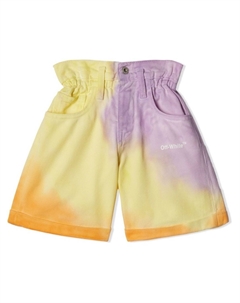 Kids шорты Helvetica с завышенной талией и принтом тай-дай, желтый Off-white