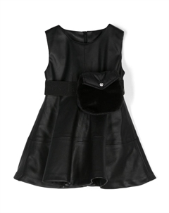 Расклешенное платье из искусственной кожи, черный Lapin house