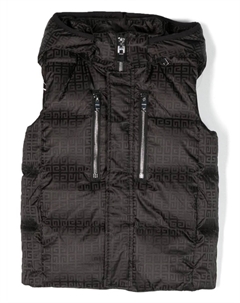 Kids дутый жилет с вышитым логотипом, черный Givenchy