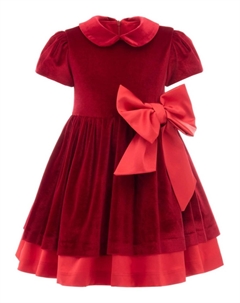 Бархатное платье с бантом, красный Tulleen