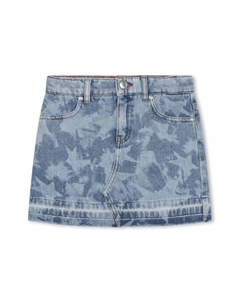 Джинсовая юбка мини с принтом, синий Hugo kids