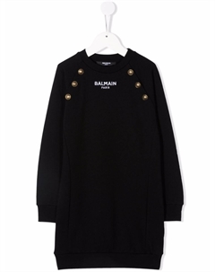 Kids трикотажное платье с длинными рукавами, черный Balmain