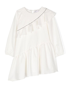 Платье асимметричного кроя со стразами, белый Monnalisa