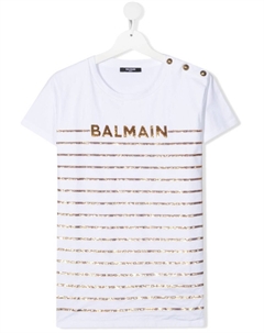 Kids футболка с пайетками, белый Balmain