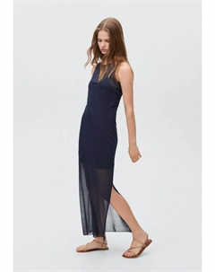 Длинное платье Abito in maglia, темно-синий Mango kids