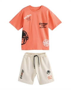 Футболка с принтом RELAXED FIT-SHORT SLEEVE SET, оранжевый Next