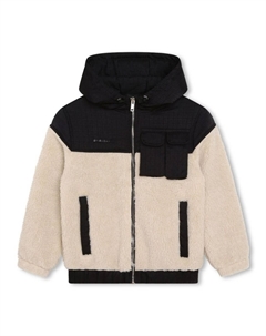 Kids куртка с капюшоном и логотипом, нейтральный цвет Givenchy