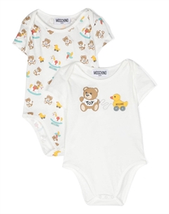 Комплект из двух боди с принтом Teddy Bear, белый Moschino kids