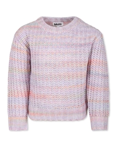 Джемпер с узором в полоску, связанный косами, розовый Molo