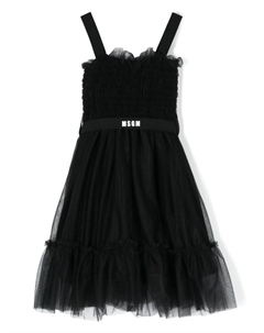 Ярусное платье с логотипом, черный Msgm kids