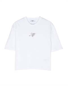Футболка с кристаллами, белый Msgm kids