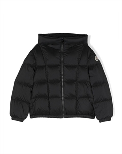 Пуховик с капюшоном и нашивкой-логотипом, черный Moncler enfant