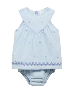 Платье из денима FROG WITH EMBROIDERED DETAILS, светло-голубой Mango kids