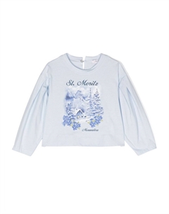 Футболка с длинными рукавами и графичным принтом, синий Monnalisa