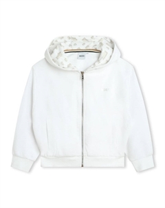 Худи на молнии с логотипом, белый Boss kidswear