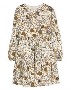 Платье с принтом и длинными рукавами, нейтральный цвет Moschino kids