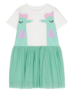 Платье из органического хлопка с принтом, зеленый Stella mccartney kids