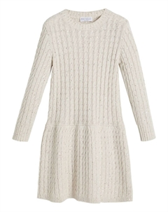 Kids платье миди с косами, нейтральный цвет Brunello cucinelli