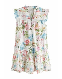 Платье-рубашка FRILL DETAIL INSERT MINI, слоновая кость Next