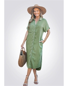 Джинсовое платье BUTTON DOWN - Shirt dress, оливковый Cupshe