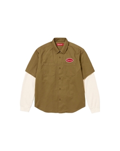 Рабочая рубашка с терморукавами цвета оливы, светло-голубой Supreme