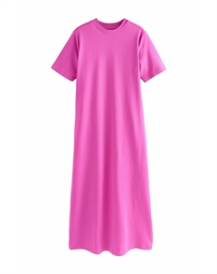 Длинное платье HEAVYWEIGHT SHORT SLEEVE CREW NECK, фуксия Next