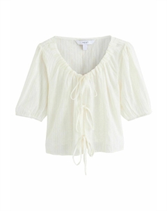 Блуза REGULAR FIT TIE FRONT PUFF SHORT SLEEVE, белый Next