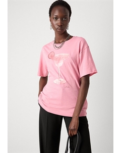 Футболка с принтом, фуксия Boss