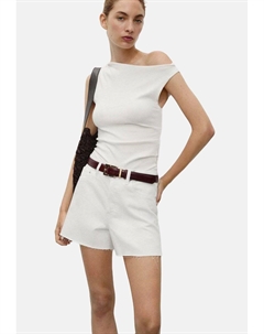 Джинсовые шорты WITH FRAYED HEM, белый Mango